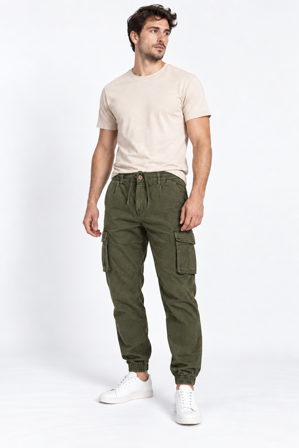 Angel Shopping Ανδρικό Παντελόνι Cargo Jogger με Λάστιχο και Κορδόνι Πράσινο