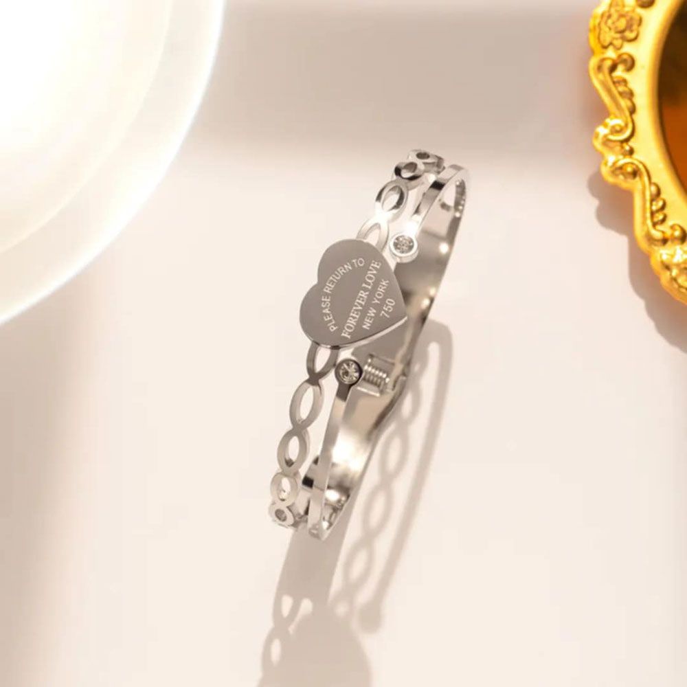 Ατσάλινη Χειροπέδα Με Καρδιά Μήνυμα Χρυσό