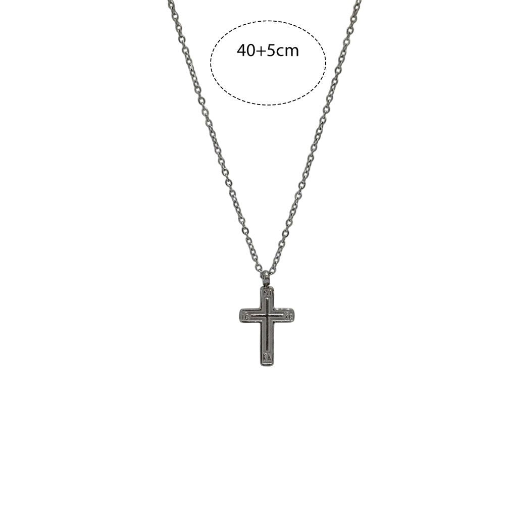 Stainless Steel Κολιέ με Ανάγλυφο Σταυρό IC XC NIKA Χρυσό