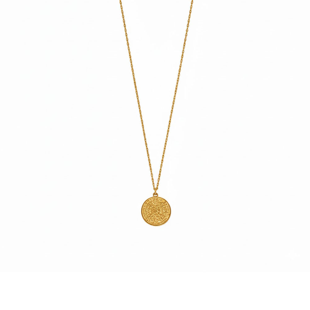 Κολιέ Ατσάλι Χρυσό Δίσκος της Φαιστού Stainless Steel Gold Phaistos Disc Necklace
