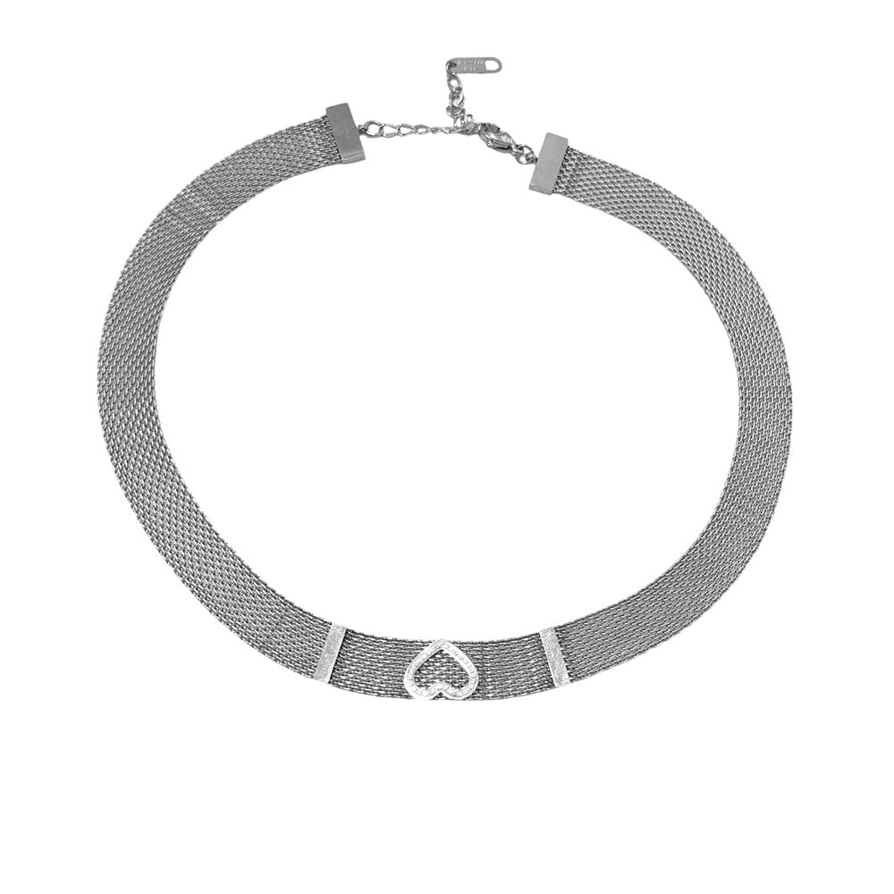 Ατσάλινο Κολιέ Chocker Ασημί