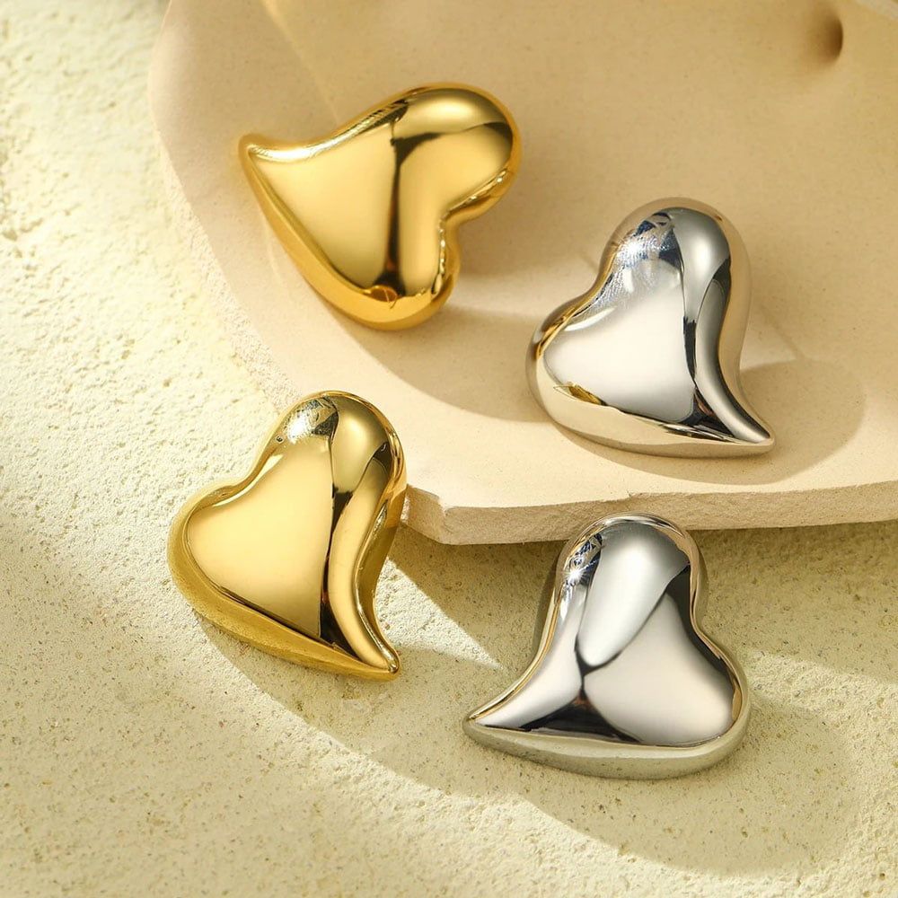 Ατσάλινα Σκουλαρίκια Καρφωτά Ασημί