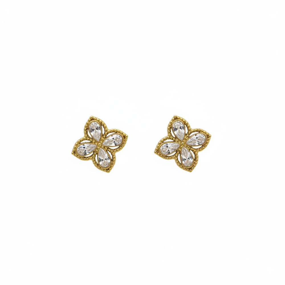 Σκουλαρίκια Ατσάλι Λουλούδι Κρύσταλλο · Stainless Steel Crystal Flower Stud Earrings