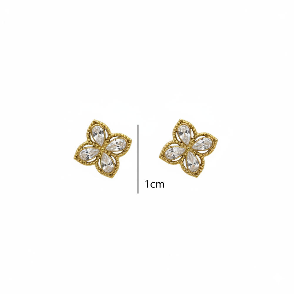 Σκουλαρίκια Ατσάλι Λουλούδι Κρύσταλλο · Stainless Steel Crystal Flower Stud Earrings