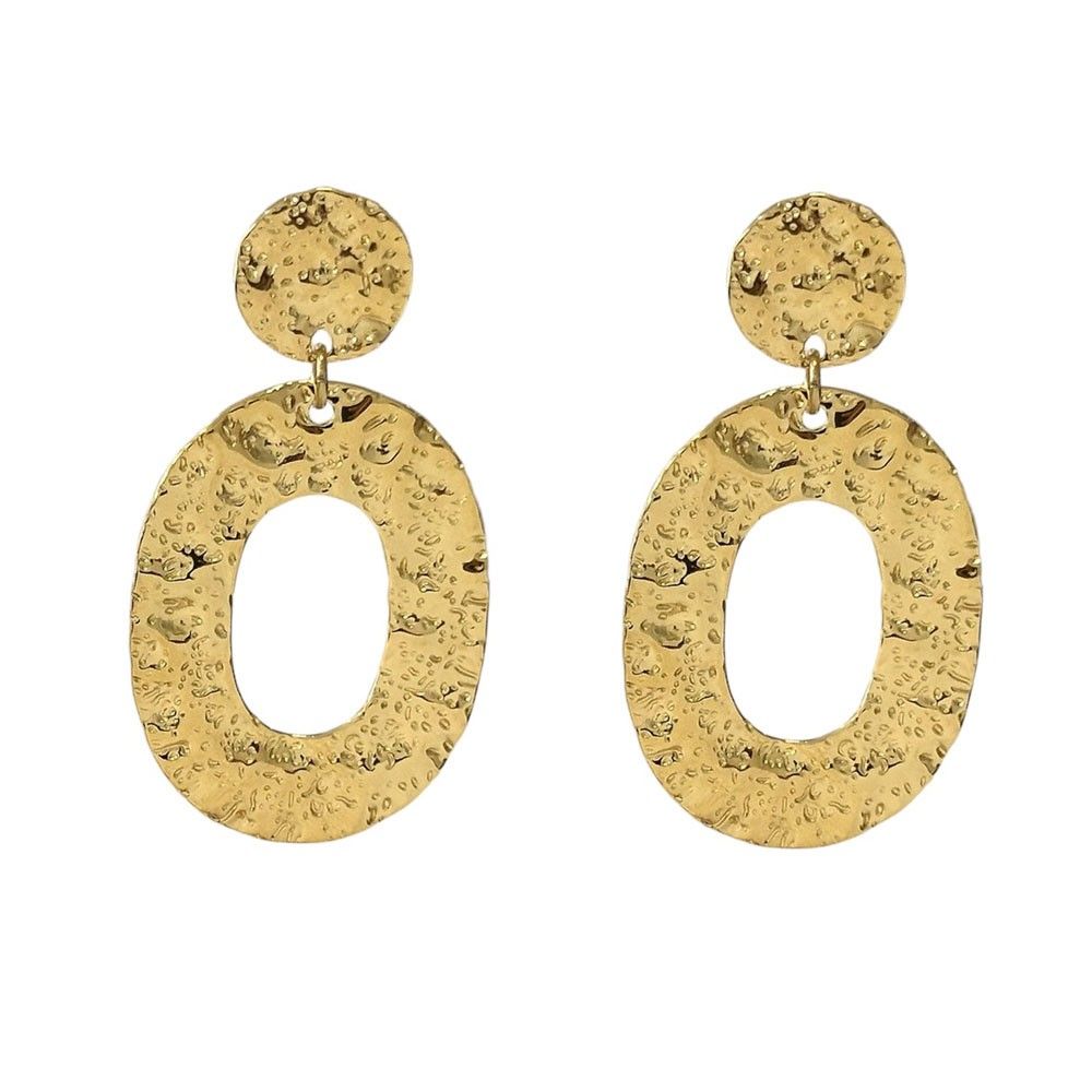 Ατσάλινα Σκουλαρίκια Κρίκοι Σφυρήλατα Stainless Steel Hammered Hoop Earrings Ασημί