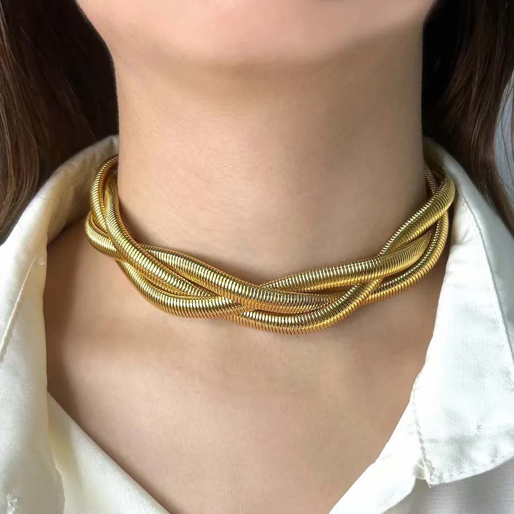 Ατσάλινο Κολιέ Chocker Χρυσό