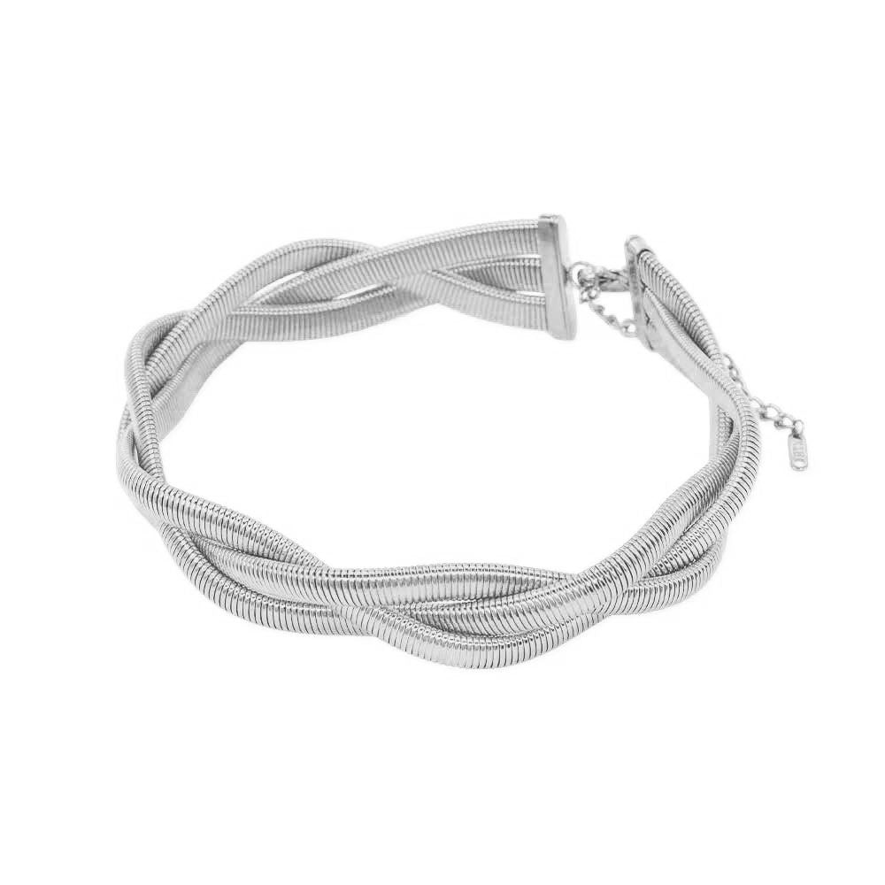 Ατσάλινο Κολιέ Chocker Ασημί