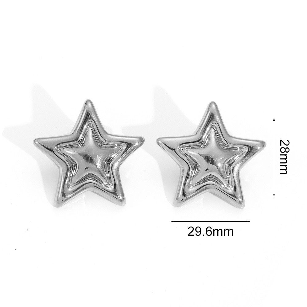 Ατσάλινα Σκουλαρίκια Αστέρι Stainless Steel Star Statement Earrings Χρυσό