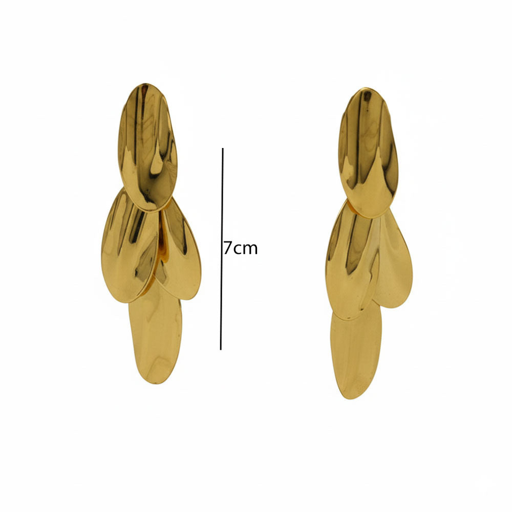 Σκουλαρίκια Ατσάλι Πέταλα σε Layered Σχέδιο Χρυσό