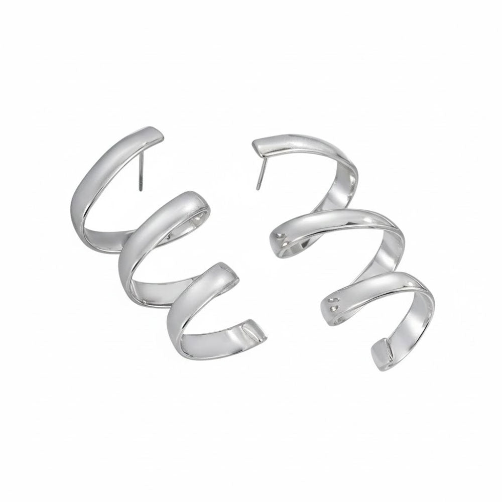 Σκουλαρίκια Σπείρα από Ατσάλι Ασημί – Stainless Steel Spiral Earrings
