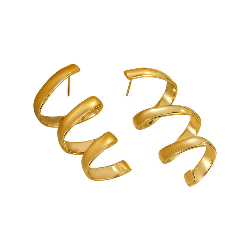 Σκουλαρίκια Σπείρα από Ατσάλι Χρυσό – Stainless Steel Spiral Earrings