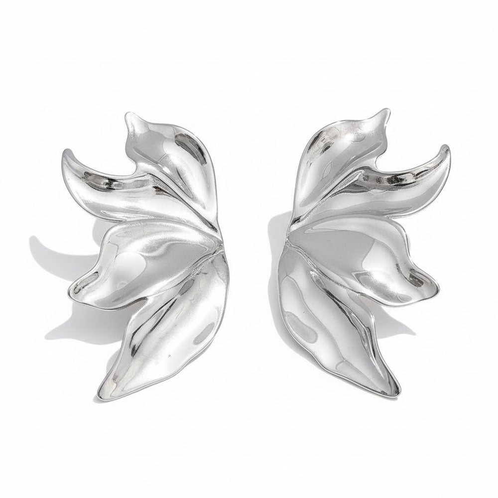 Σκουλαρίκια Φύλλο Ατσάλι Ατσάλι– Leaf Stainless Steel Earrings