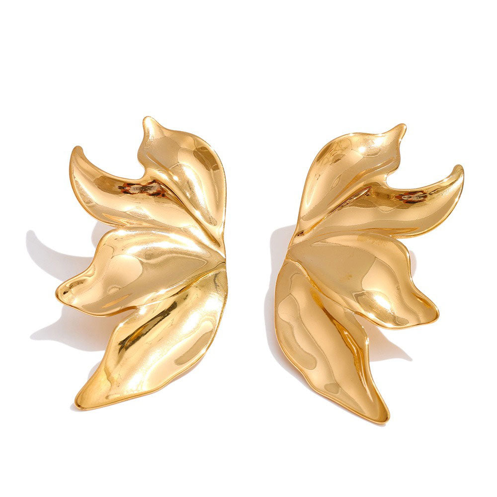 Σκουλαρίκια Φύλλο Ατσάλι Χρυσό– Leaf Stainless Steel Earrings