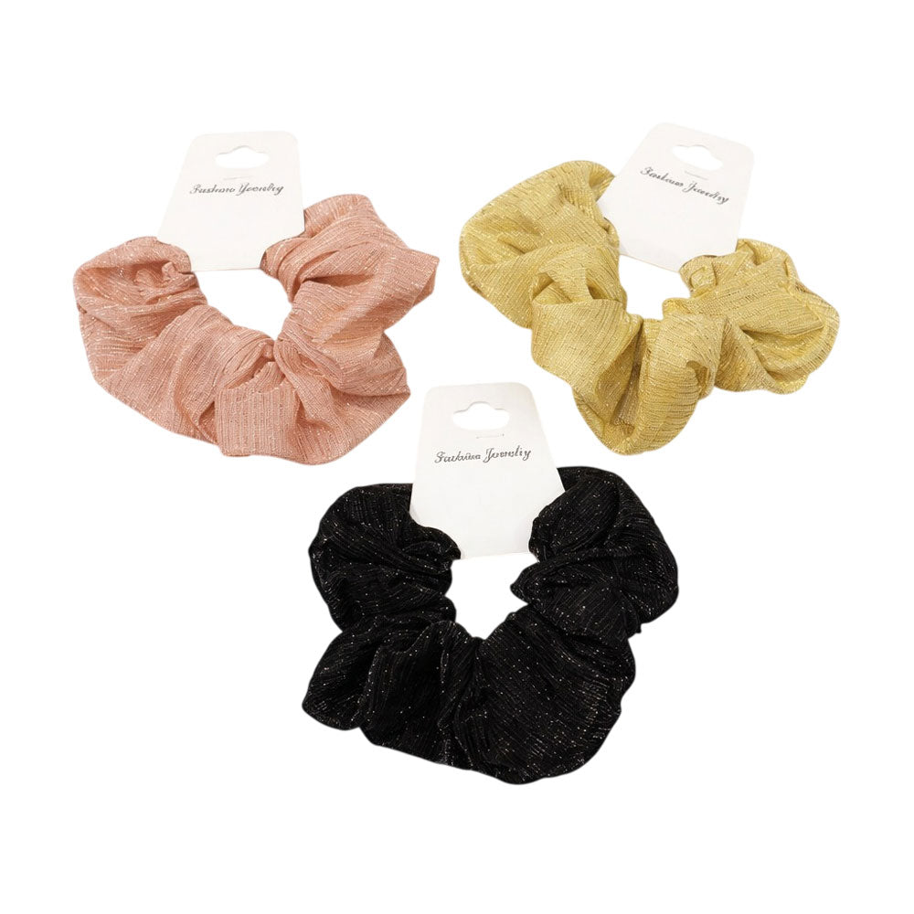 Σετ 12  Λαμπερά Λαστιχάκια Μαλλιών  - Scrunchies με Glitter  Glitter Hair Scrunchies Set