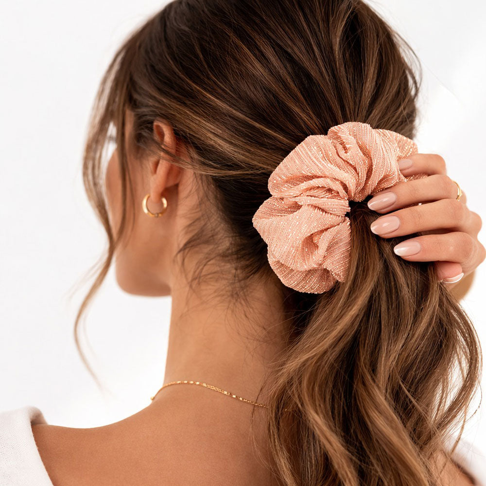 Σετ 12  Λαμπερά Λαστιχάκια Μαλλιών  - Scrunchies με Glitter  Glitter Hair Scrunchies Set