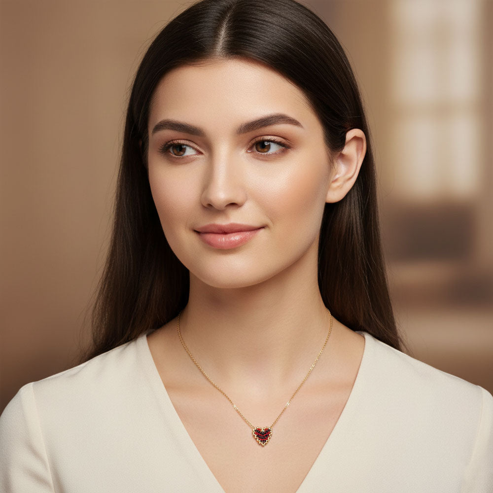 Κολιέ Καρδιά Miyuki σε Χρυσό και Ριγέ Χρώματα Άσπρο