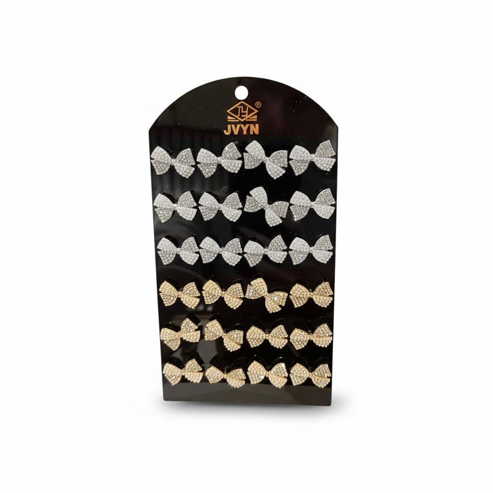 Σκουλαρίκια Φιόγκος Πέρλες Στρας Σετ 12 Τεμαχίων