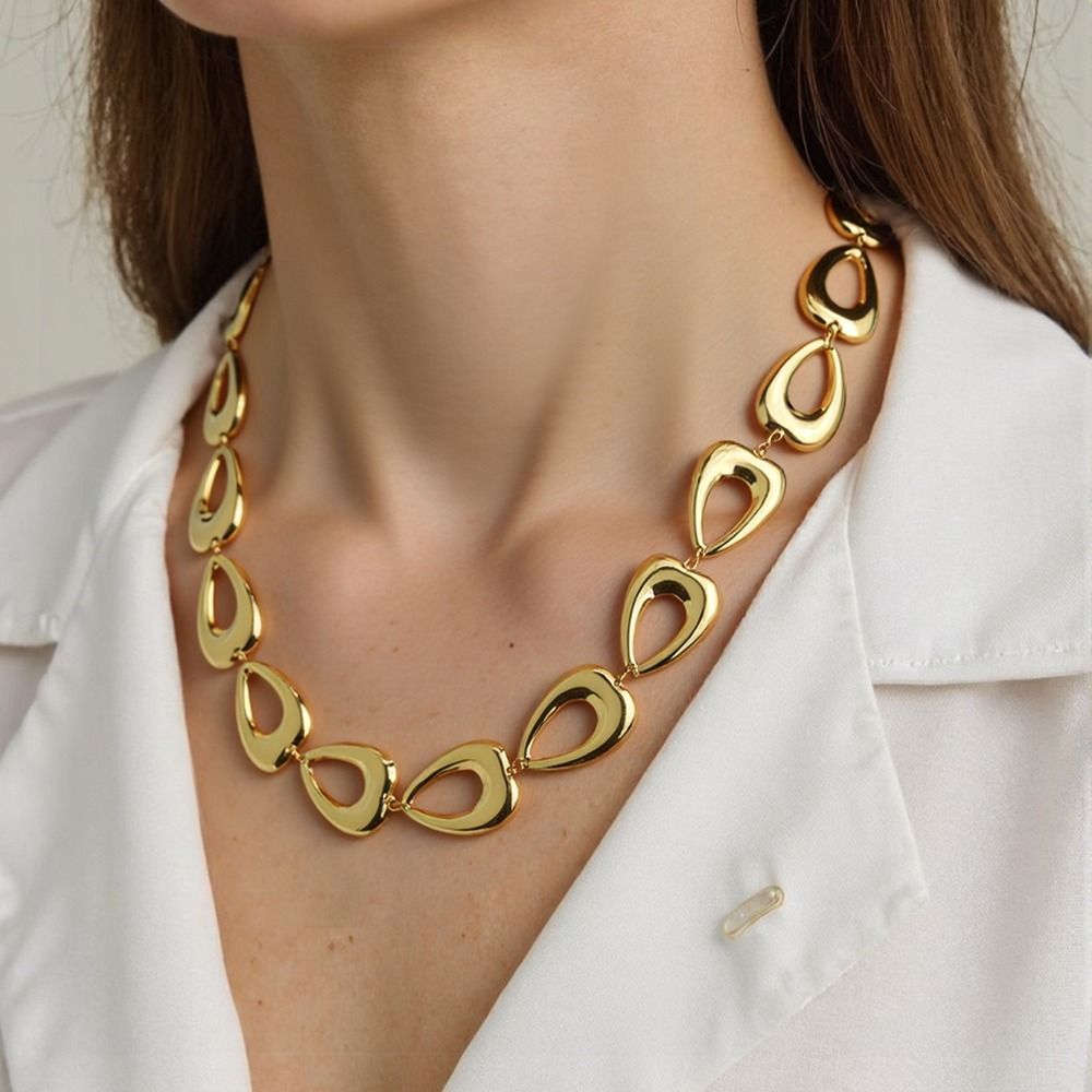 Ατσάλινο κολιέ δάκρυ Stainless steel teardrop necklace Χρυσό
