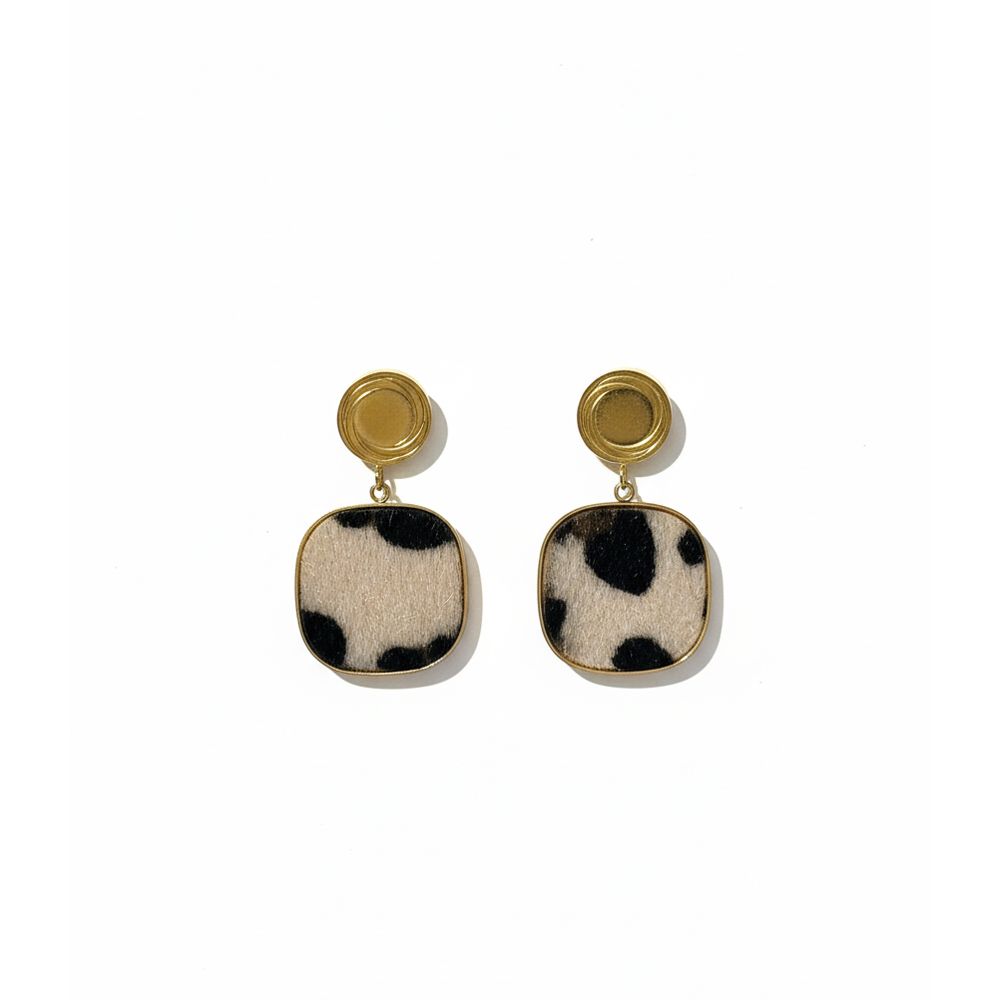Ατσάλινα Σκουλαρίκια με Animal Print A69002