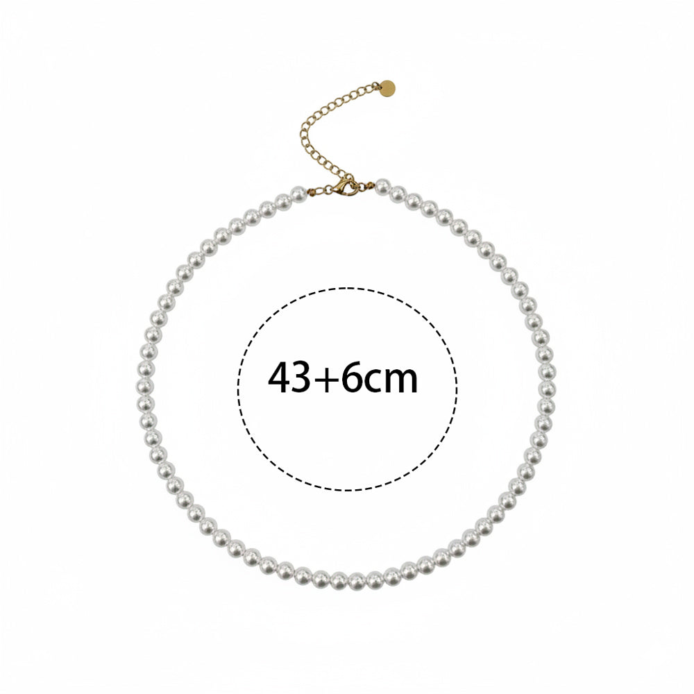Κολιέ Πέρλες Ατσάλι 6mm A7053
