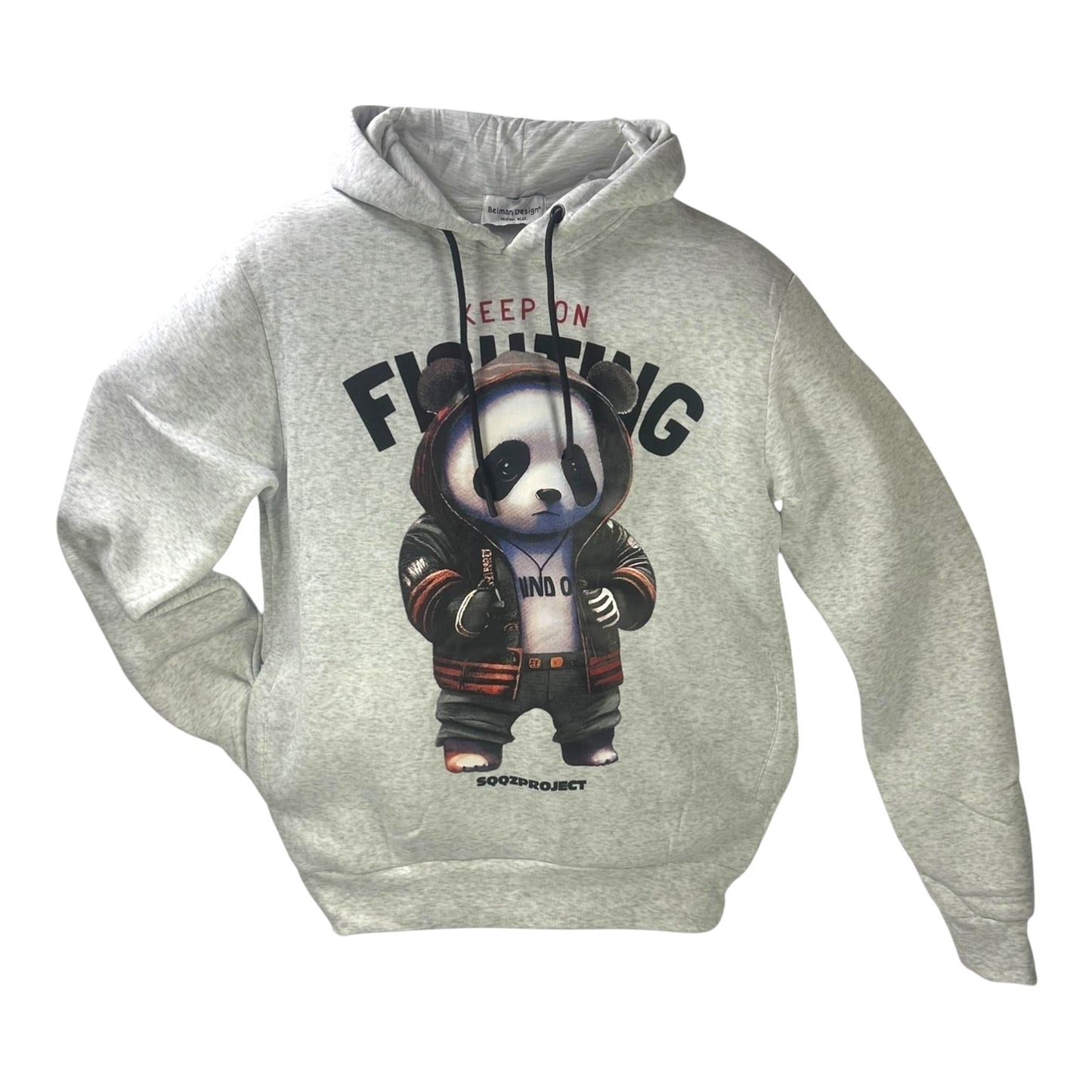 Belman Design Men's Hoodie with Panda Pattern White