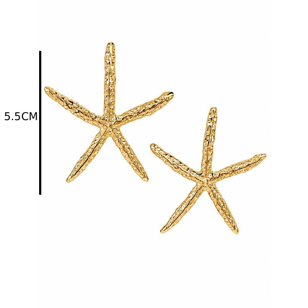 Γυναικεία Ατσάλινα Σκουλαρίκια Αστερίας σε Χρυσό Χρώμα
