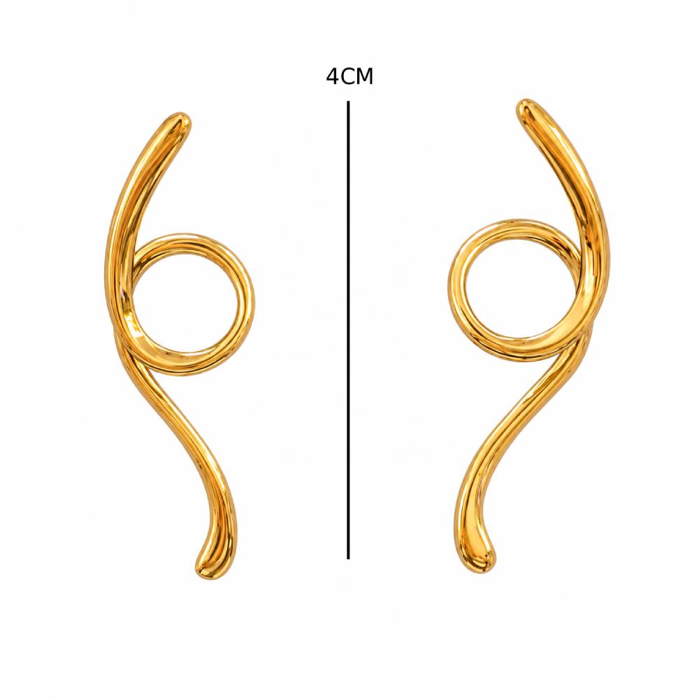 Ατσάλινα Σκουλαρίκια Abstract Spiral σε Χρυσό Χρώμα