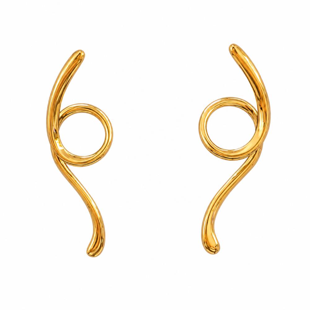 Ατσάλινα Σκουλαρίκια Abstract Spiral σε Χρυσό Χρώμα