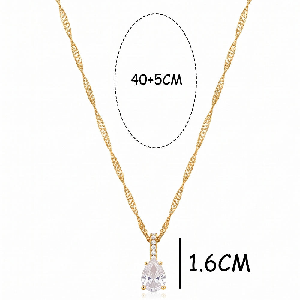 Κολιέ με Κρεμαστό Δάκρυ και Στρας σε Χρυσό