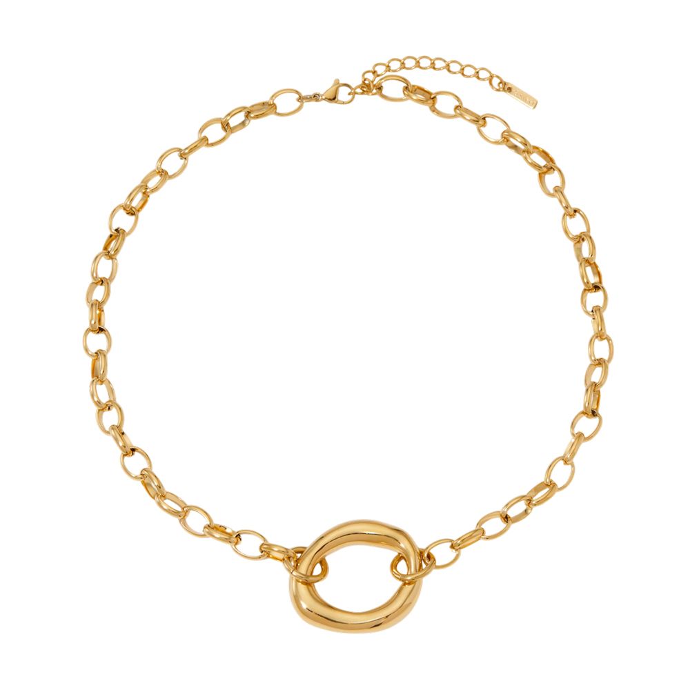 Ατσάλινο Κολιέ Chunky Chain με Μοντέρνο Κρίκο Χρυσό