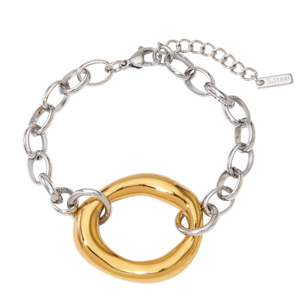 Ατσάλινο Βραχιόλι Chunky Chain με Μοντέρνο Κρίκο Ασημί