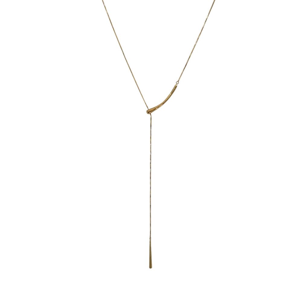 Μακρύ ατσάλινο κολιέ σε χρυσό χρώμα Stainless steel long gold necklace