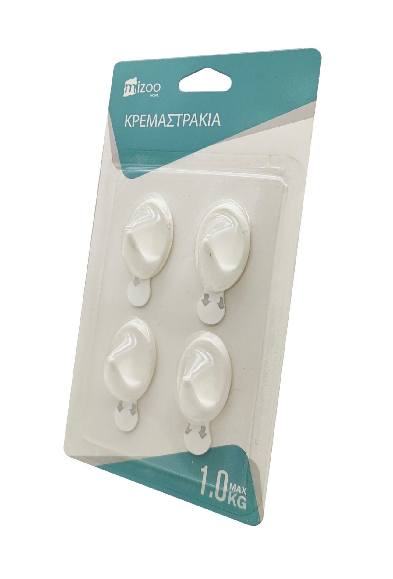 MIZOO Αυτοκόλλητα Κρεμαστράκια λευκά 4τμχ 3,5cm έως 1kg 1393-08