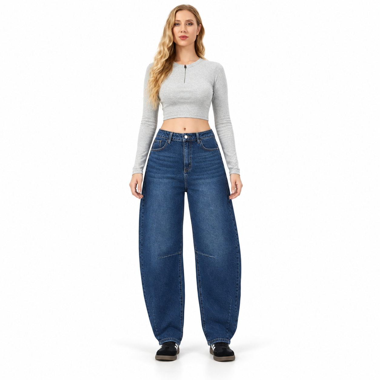 Angel Shopping Γυναικείο Τζιν Παντελόνι Ψηλόμεσο Balloon Fit Μπλε
