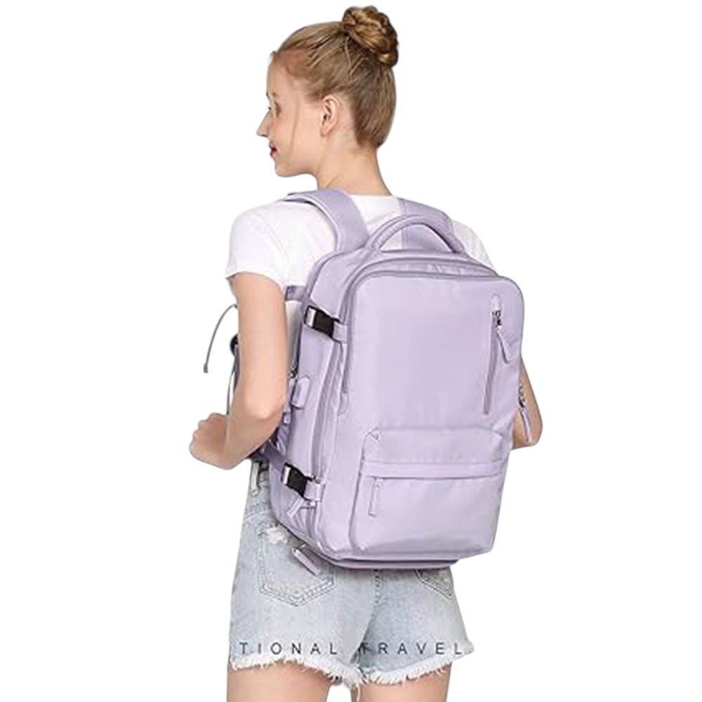 Waterproof Fabric Backpack with USB Port Lilac 32lt PS2811 