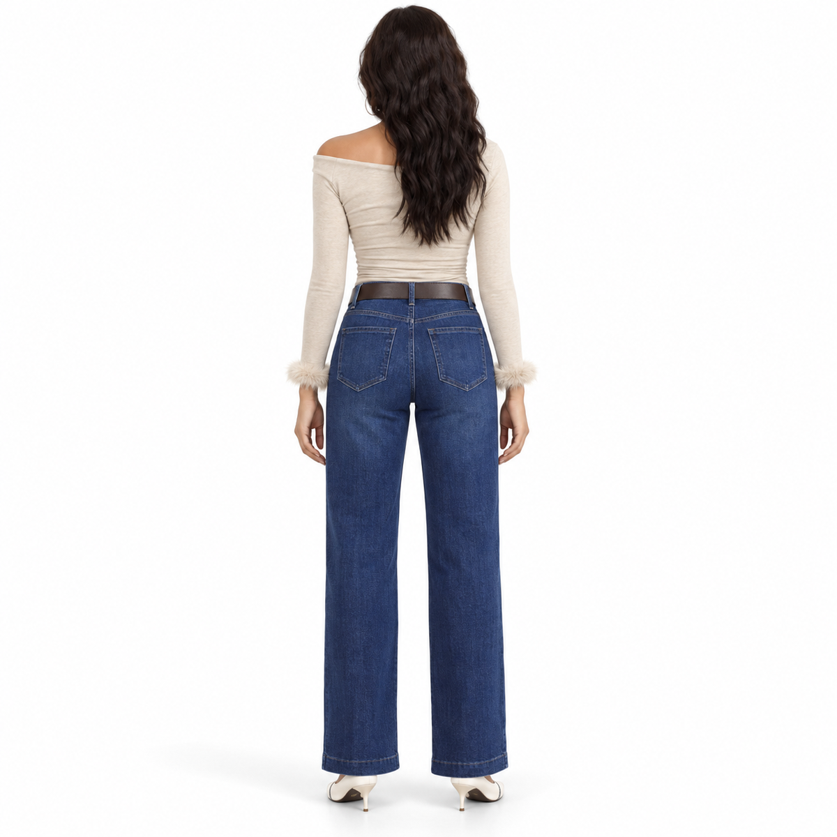 Miss Good Γυναικείο Τζιν Παντελόνι Ψηλόμεσο Wide Leg με Ζώνη Μπλε