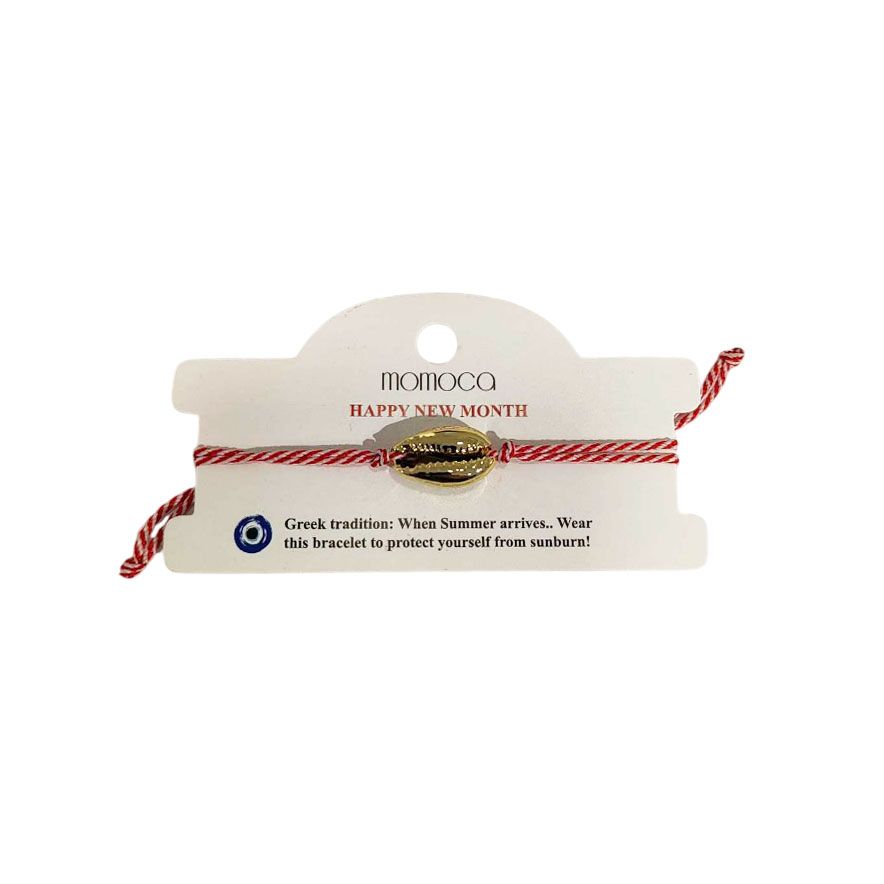 Χειροποίητο βραχιόλι μαρτάκι με κοχύλι Χρυσό