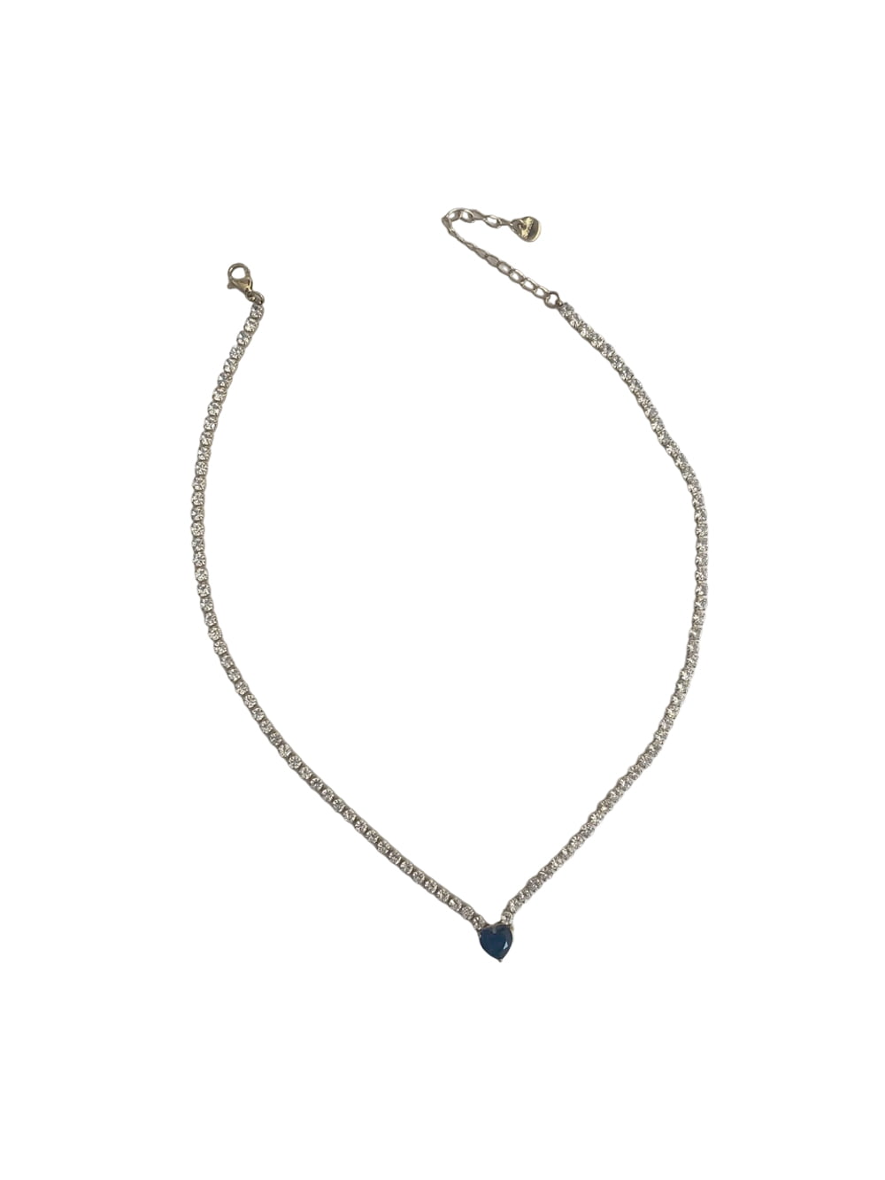 Ατσάλινο Κολιέ Mε Καρδιά Ασημί Μπλε