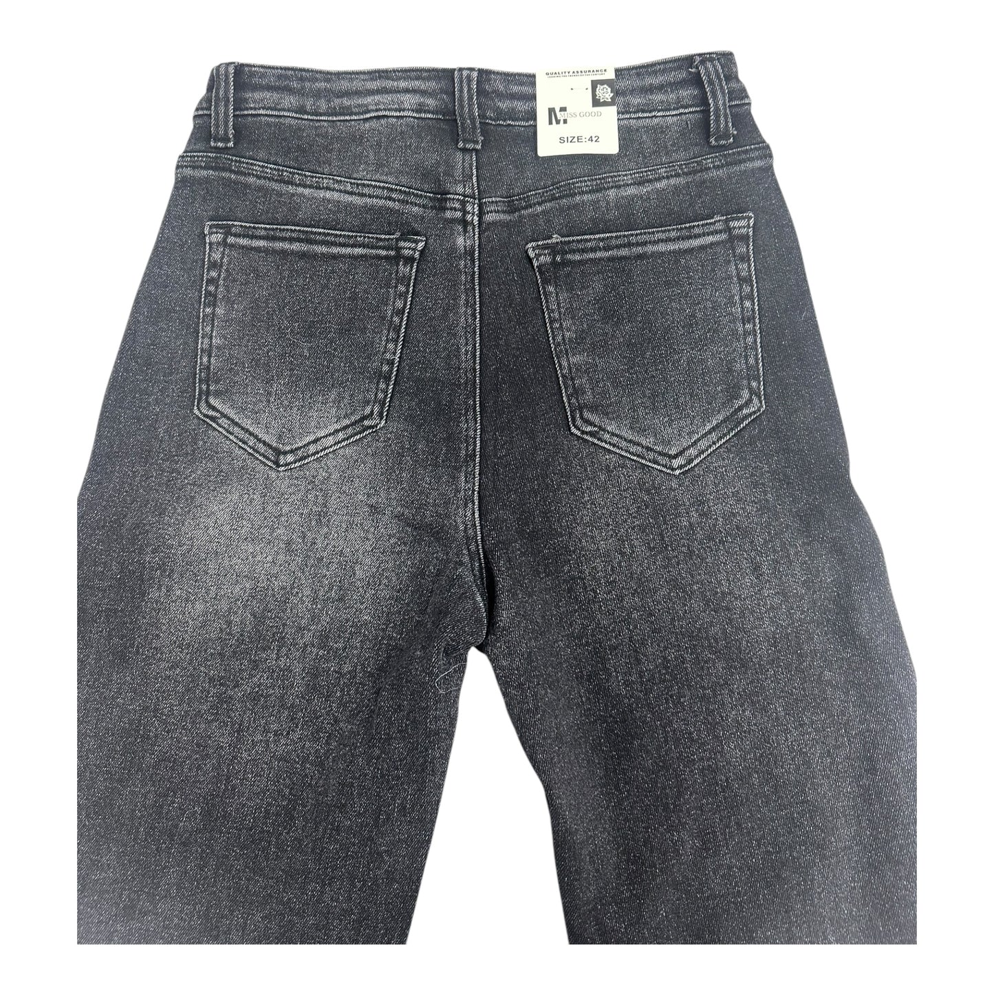 Miss Good High Waisted Women's Straight Jean Pants Black
