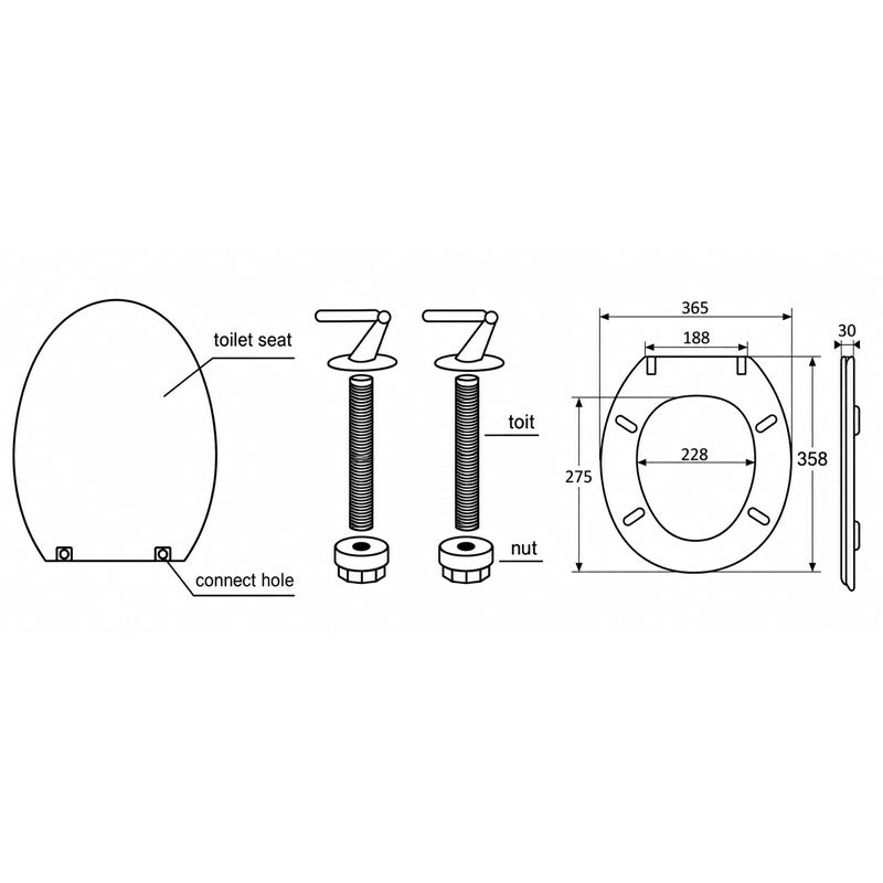 SIDIRELA Καπάκι Λεκάνης WC Πλαστικό Λευκό 36,5x35,8cm - White Plastic Toilet Seat