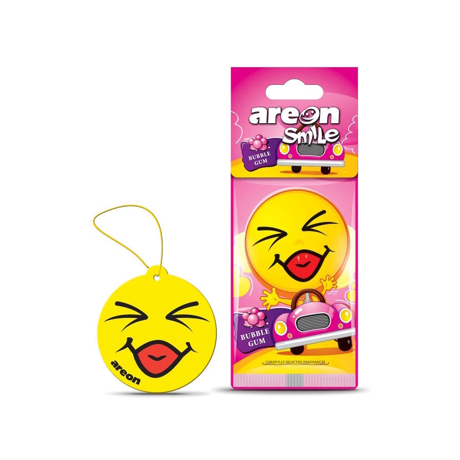 Areon Αρωματική Καρτέλα Κρεμαστή Αυτοκινήτου Smile Dry Bubble Gum ASD12 - Angel shopping