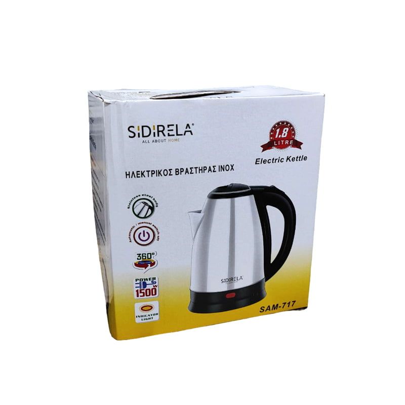 Sidirela Ανοξείδωτος Ηλεκτρικός Βραστήρας Inox 1.80lt 1500W SAM-717 - Electric Kettle
