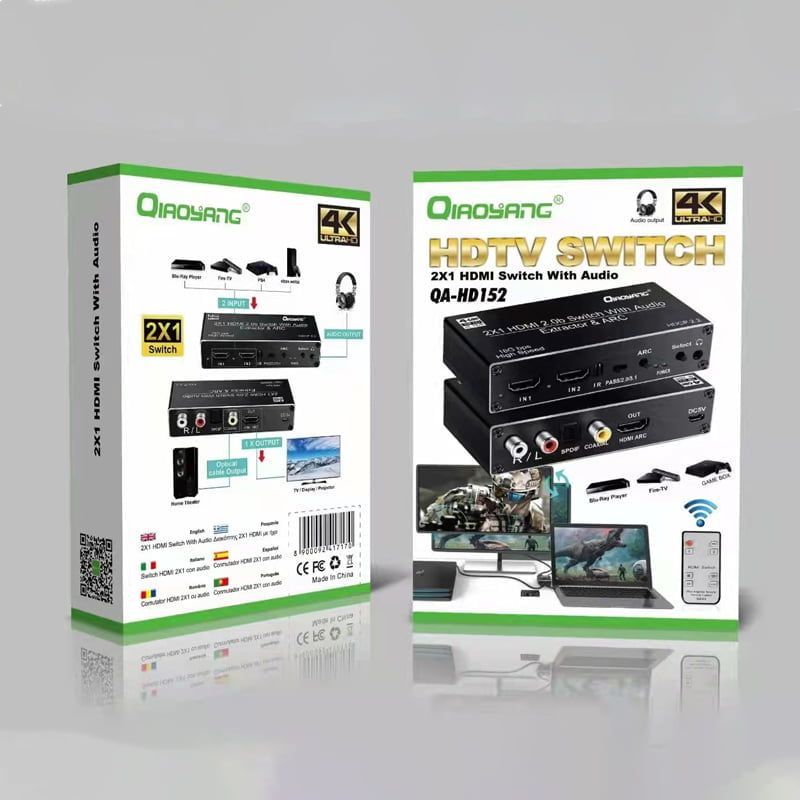 Qiaoyang HDTV switch Διακόπτης 2x1 HDMI με ήχο QA-HD152