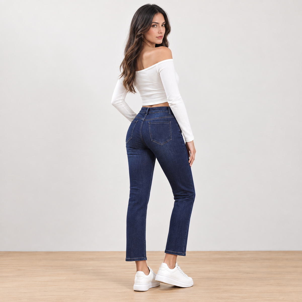 Miss Good Γυναικείο Τζιν Παντελόνι Ψηλόμεσο Cropped Straight Fit Μπλε