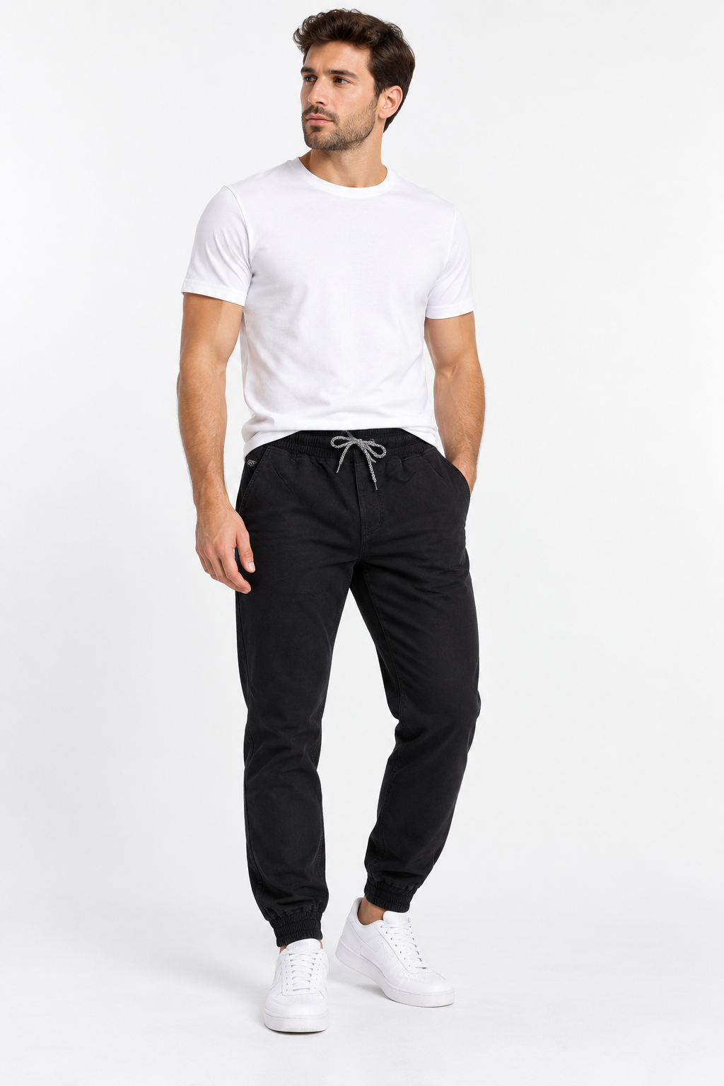 Angel Shopping Ανδρικό Παντελόνι Jogger με Λάστιχο και Κορδόνι Μαύρο