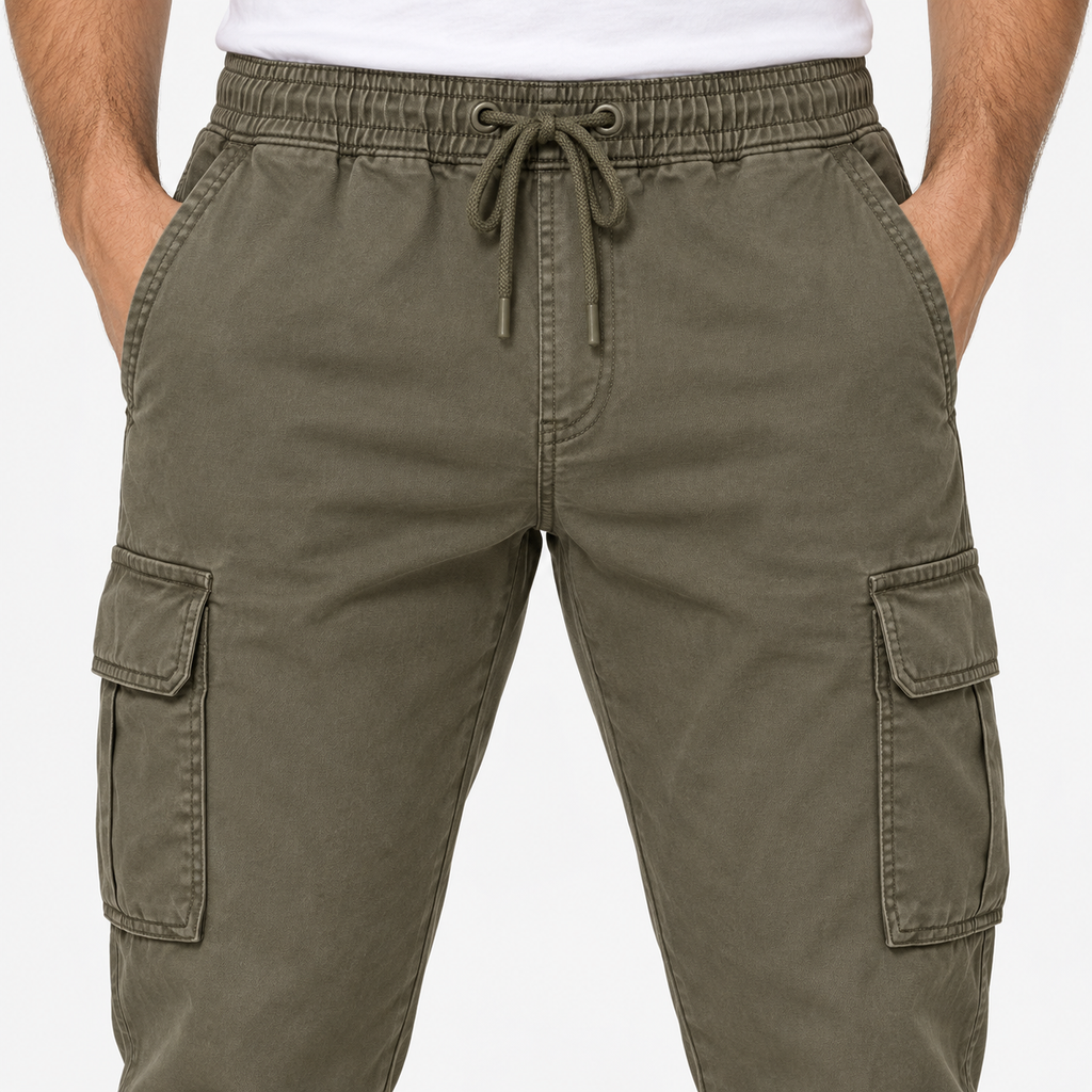Angel Shopping Ανδρικό Παντελόνι Cargo Jogger με Κορδόνι Πράσινο