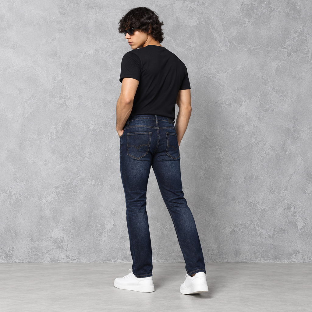 Angel Shopping Ανδρικό Ελαστικό Τζιν Παντελόνι Slim Fit Σκούρο Μπλε
