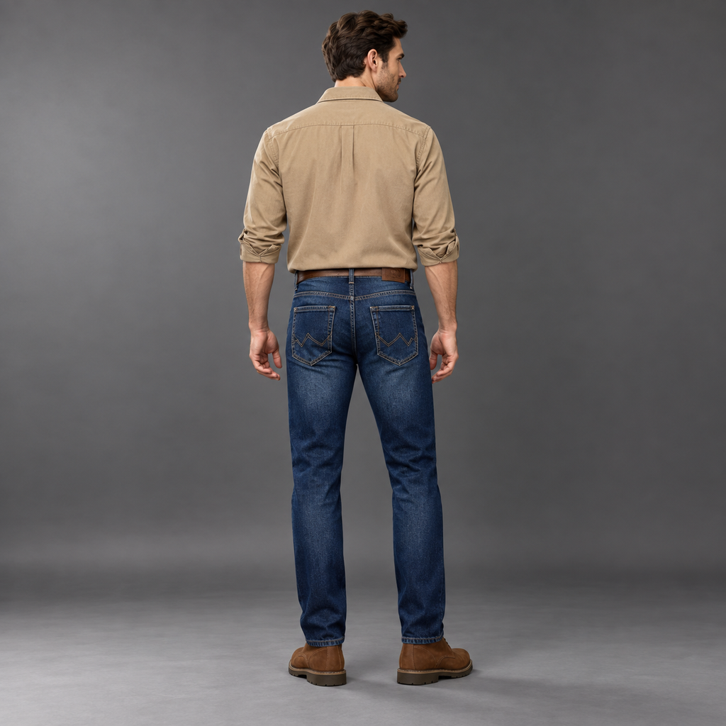 Angel Shopping Ανδρικό Τζιν Παντελόνι Regular Fit με Ζώνη Μπλε