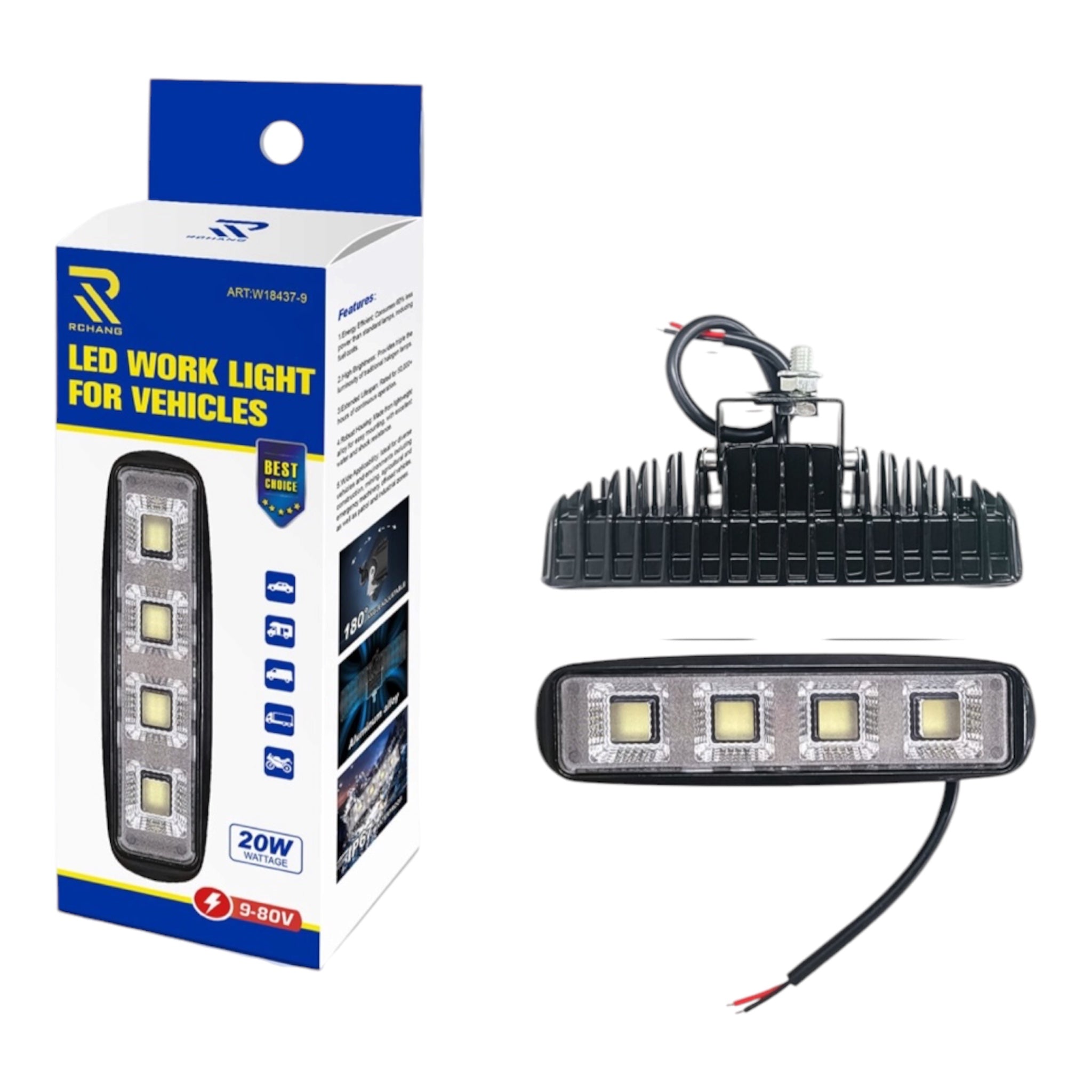 RCHANG LED Φως Εργασίας 20W 9–80V 4 LED W18437-9 5100-91
