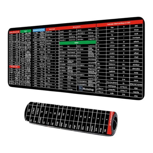Anti-slip Gaming Mouse Pad XXL 900mm Office Software Shortcuts Pattern Μαυρο